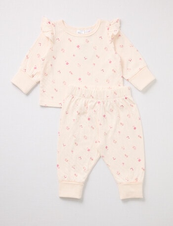 Teeny Weeny Sleep Whale Long-Sleeve PJ Sleep Set, 2-Piece, Pink product photo