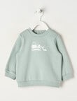 Teeny Weeny Play Time Digger Fleece Sweatshirt, Sage product photo