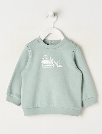 Teeny Weeny Play Time Digger Fleece Sweatshirt, Sage product photo