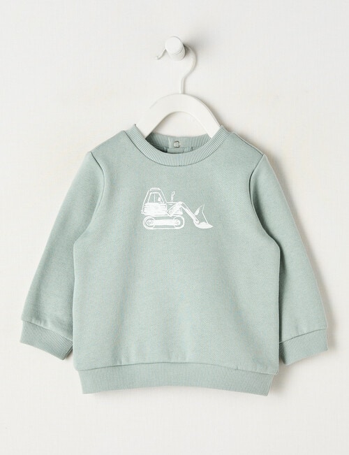 Teeny Weeny Play Time Digger Fleece Sweatshirt, Sage product photo