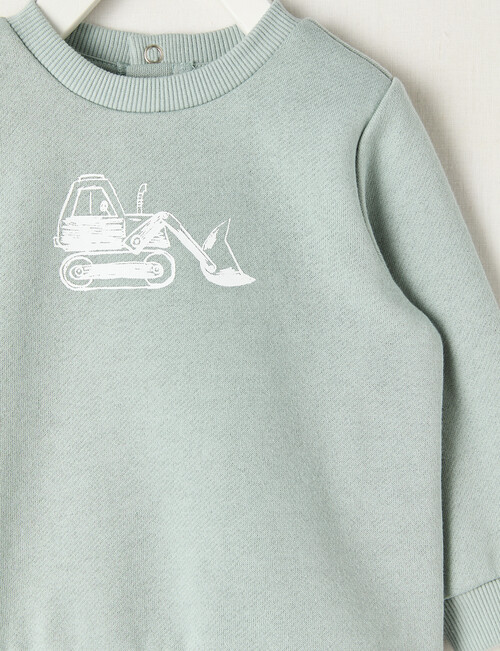 Teeny Weeny Play Time Digger Fleece Sweatshirt, Sage product photo View 02 L