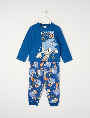 Licensed Sonic Gaming Since 91 Long Sleeve PJ Set, Dark Blue, 2-8 product photo