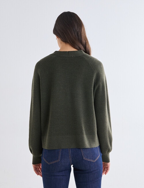 North South Merino Cropped Cardigan, Sea Kelp product photo View 02 L