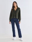 North South Merino Cropped Cardigan, Sea Kelp product photo View 03 S