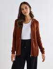 North South Merino Blend Ribbed Zip Thru Hoodie, Ginger Biscuit product photo