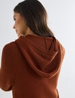 North South Merino Blend Ribbed Zip Thru Hoodie, Ginger Biscuit product photo View 06 S