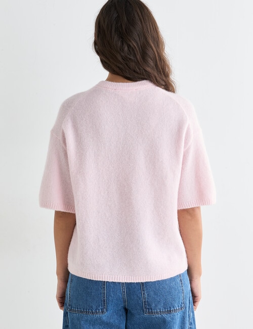 Mineral Boxy Oversized Alpaca Tee, Baby Pink product photo View 02 L