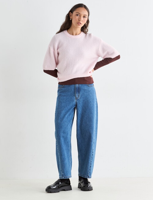 Mineral Boxy Oversized Alpaca Tee, Baby Pink product photo View 03 L