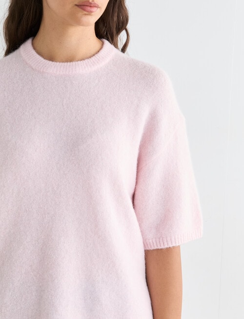 Mineral Boxy Oversized Alpaca Tee, Baby Pink product photo View 04 L