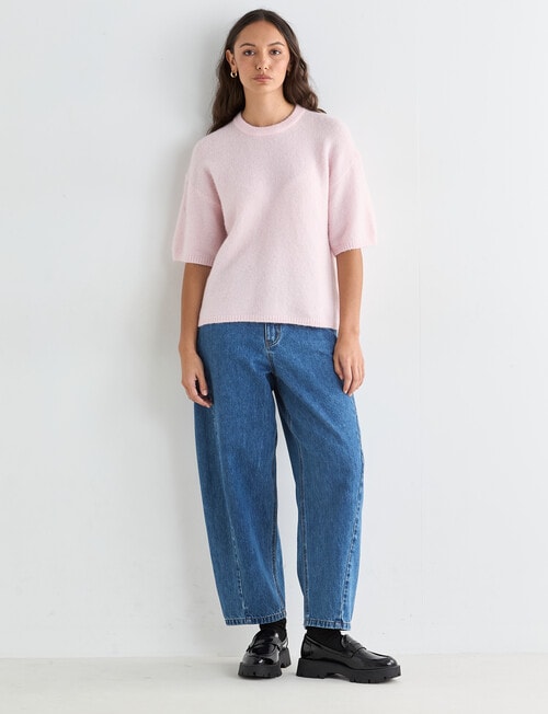 Mineral Boxy Oversized Alpaca Tee, Baby Pink product photo View 07 L