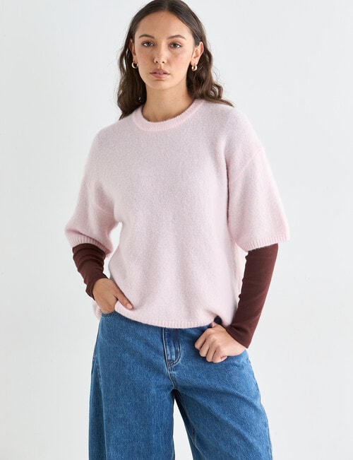 Mineral Boxy Oversized Alpaca Tee, Baby Pink product photo View 08 L