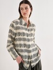 Jigsaw Kinley Long Sleeve Shirt, Khaki Print product photo