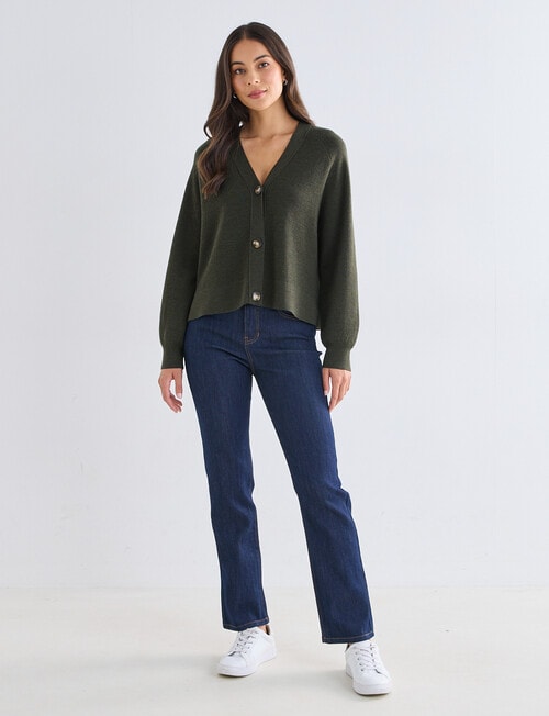 North South Merino Cropped Cardigan, Sea Kelp product photo View 03 L