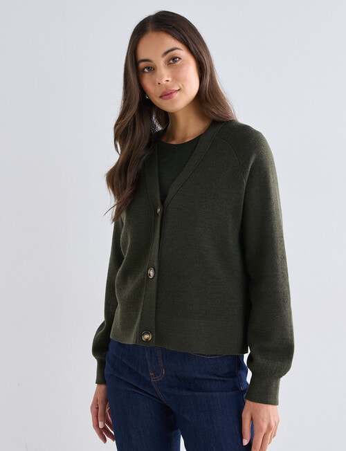 North South Merino Cropped Cardigan, Sea Kelp product photo View 05 L