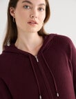 North South Merino Ribbed Zip Thru Hoodie, Cherry Lacquer product photo View 04 S