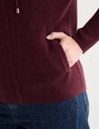 North South Merino Ribbed Zip Thru Hoodie, Cherry Lacquer product photo View 05 S