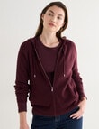 North South Merino Ribbed Zip Thru Hoodie, Cherry Lacquer product photo View 07 S