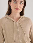 North South Merino Blend Ribbed Zip Thru Hoodie, Biscuit Melange product photo View 04 S