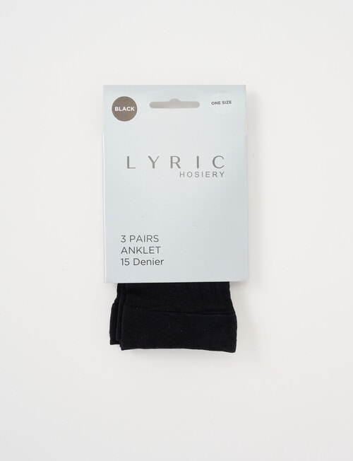Lyric Anklet, 15 Denier, 3-Pack, Black product photo View 02 L