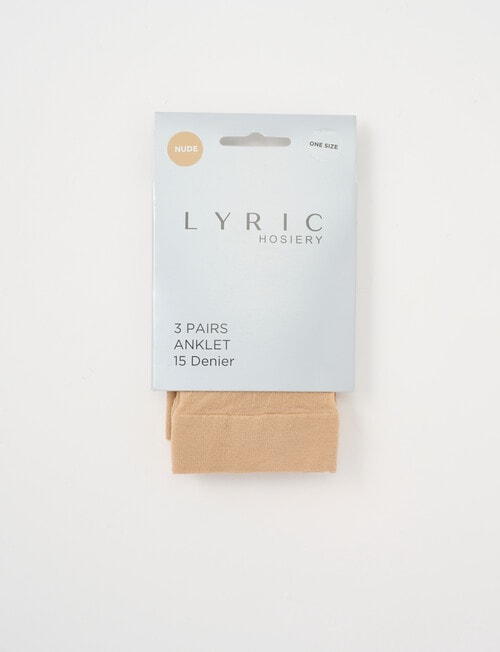 Lyric Anklet, 15 Denier, 3-Pack, Nude product photo View 02 L