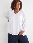 Studio Curve V-Neck Button Front Blouse, White product photo