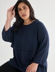 Studio Curve Layered Top, Navy product photo