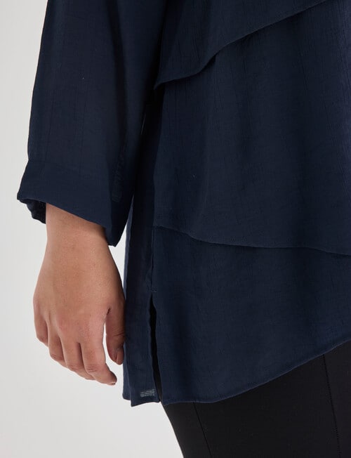 Studio Curve Layered Top, Navy product photo View 06 L
