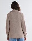 North South Merino Blend Funnel Neck Zip Up Jumper, Tweed Marle product photo View 02 S