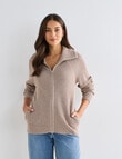 North South Merino Blend Funnel Neck Zip Up Jumper, Tweed Marle product photo View 07 S