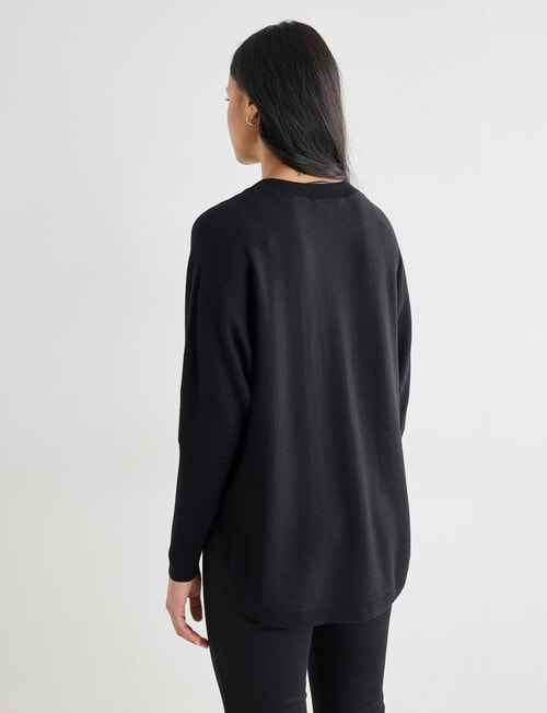 North South Merino Round Neck Sweater, Black product photo View 02 L