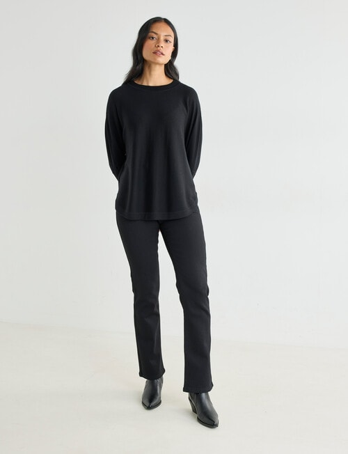 North South Merino Round Neck Sweater, Black product photo View 03 L