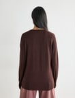 North South Merino V-Neck Sweater, Chocolate product photo View 02 S