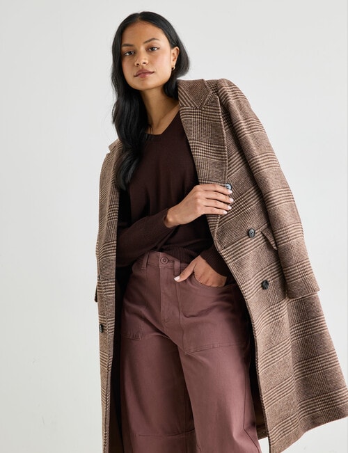 North South Merino V-Neck Sweater, Chocolate product photo View 06 L