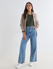 North South Merino Blend Funnel Neck Zip Up Jumper, Tweed Marle product photo View 03 S
