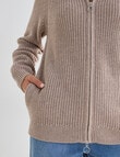 North South Merino Blend Funnel Neck Zip Up Jumper, Tweed Marle product photo View 06 S