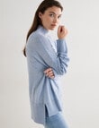North South Merino Mock Neck Rib Nep Yarn Sweater, Blue Marle product photo