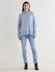 North South Merino Mock Neck Rib Nep Yarn Sweater, Blue Marle product photo View 03 S