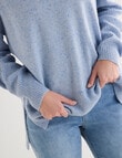 North South Merino Mock Neck Rib Nep Yarn Sweater, Blue Marle product photo View 05 S