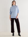 North South Merino Mock Neck Rib Nep Yarn Sweater, Blue Marle product photo View 07 S