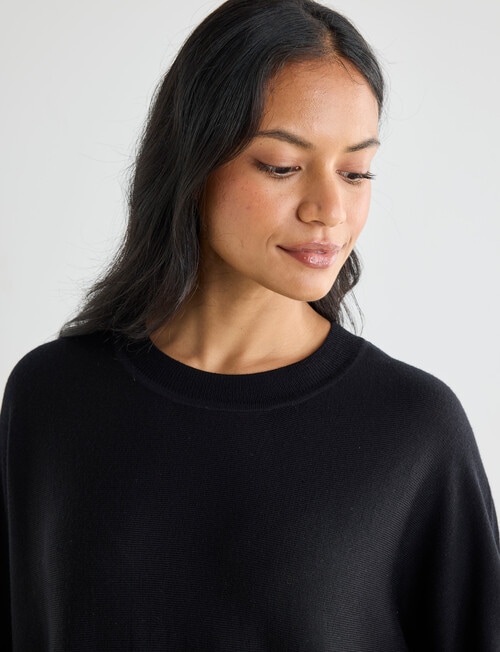North South Merino Round Neck Sweater, Black product photo View 04 L