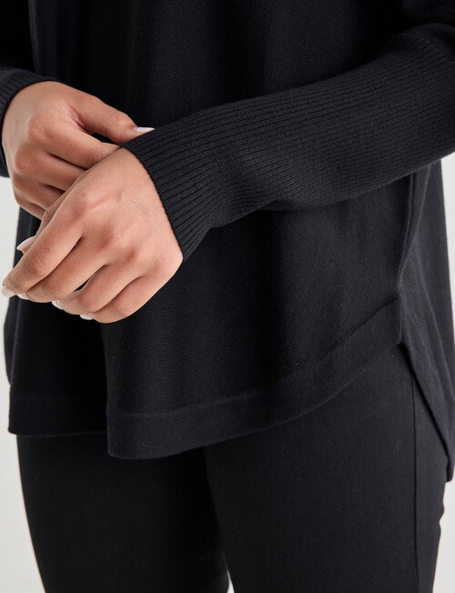 North South Merino Round Neck Sweater, Black product photo View 05 L