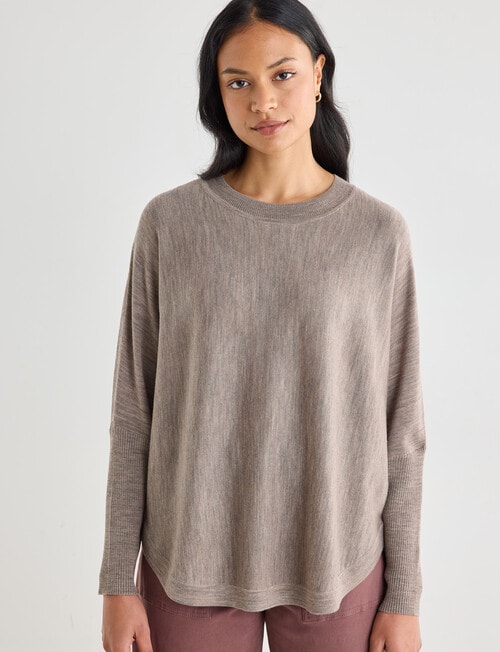 North South Merino Round Neck Sweater, Pebble Melange product photo View 04 L