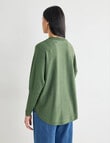 North South Merino Round Neck Sweater, Olive Green product photo View 02 S