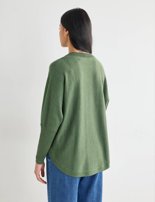 North South Merino Round Neck Sweater, Olive Green product photo View 02 L