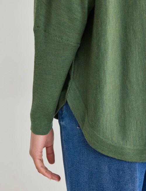 North South Merino Round Neck Sweater, Olive Green product photo View 04 L