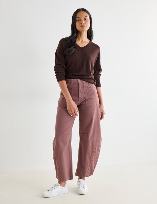 North South Merino V-Neck Sweater, Chocolate product photo View 03 L