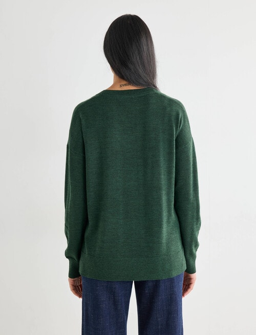 North South Merino V-Neck Sweater, Dark Forest product photo View 02 L