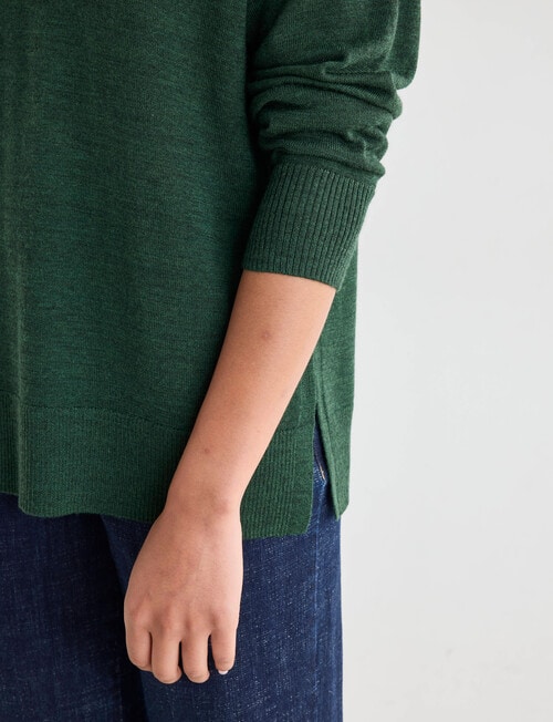 North South Merino V-Neck Sweater, Dark Forest product photo View 06 L