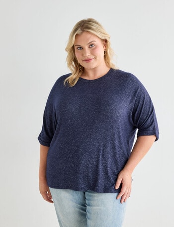 Studio Curve Supersoft Boxy Top, Navy Marle product photo