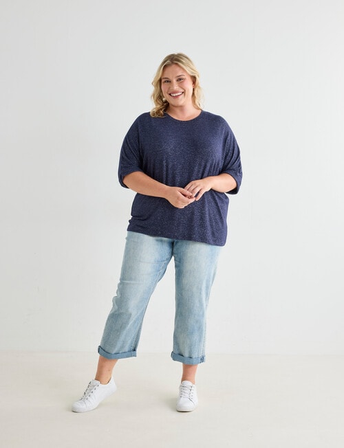 Studio Curve Supersoft Boxy Top, Navy Marle product photo View 03 L